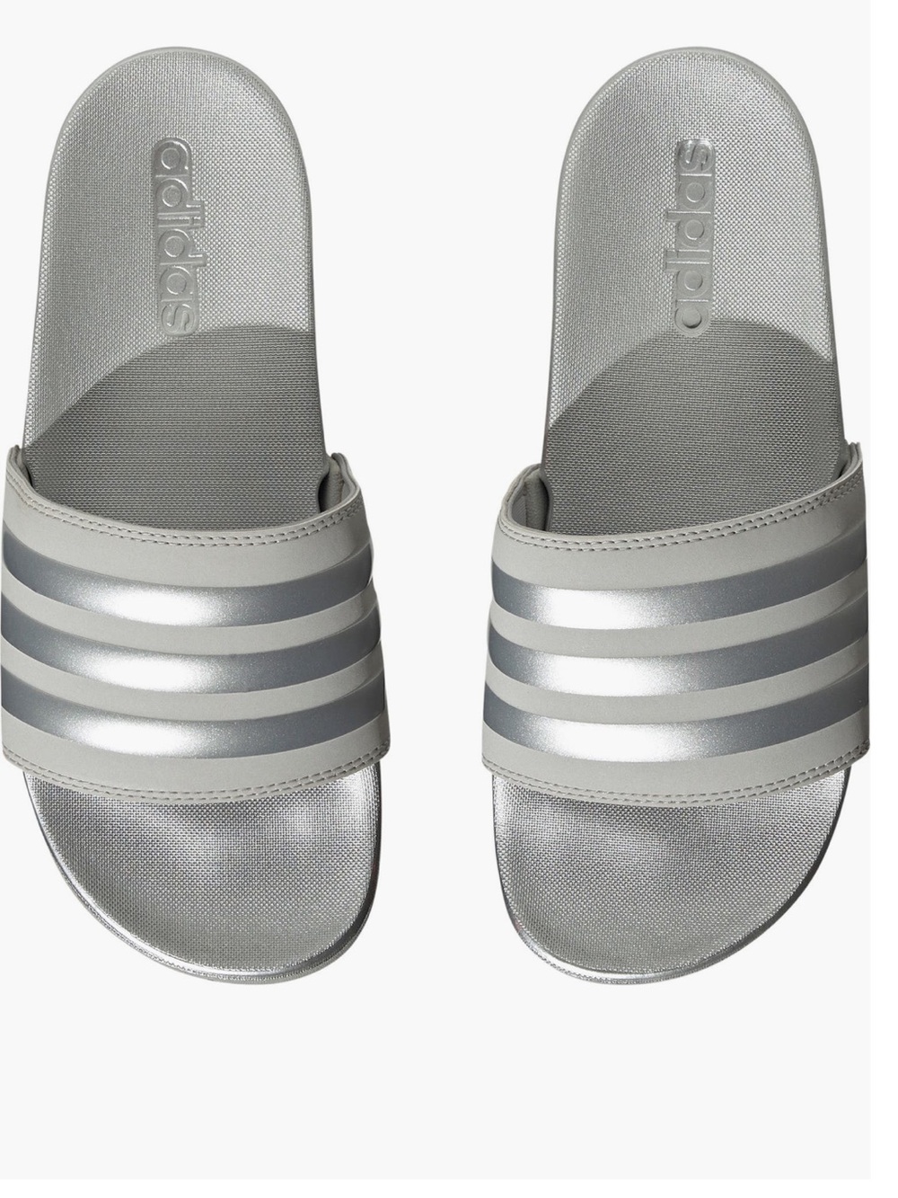 adidas Women’s Metallic Silver Slide Sandals